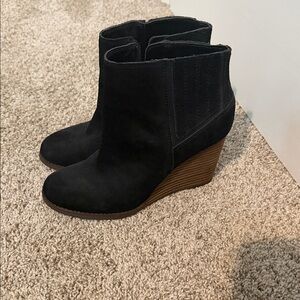 Black Suede Wedge Ankle Boots